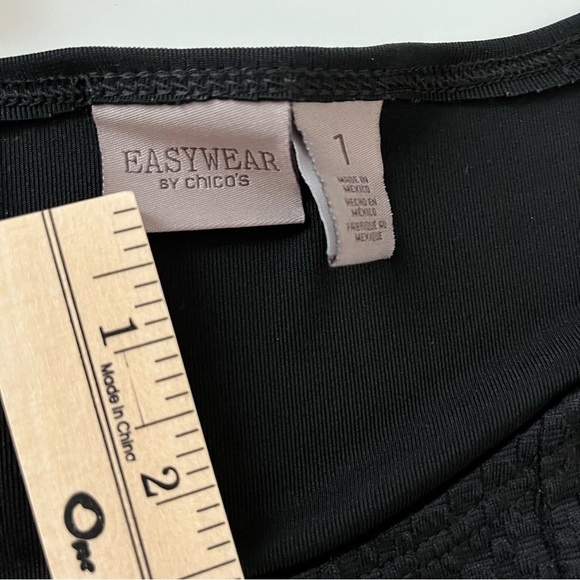 Chicos Black Round Neck 3/4 Sleeve Blouse - Picture 7 of 12